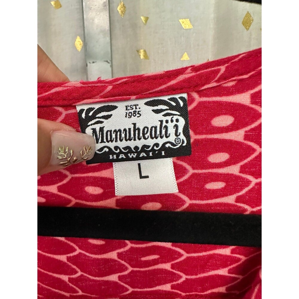 Manuhealii Hawaii Hawaiian Tropical Pineapple Print Tunic Blouse L - Picture 4 of 5